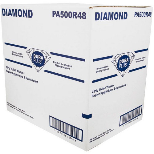 PA500R48 – White Bathroom Tissue 2 ply 500 sheets per roll